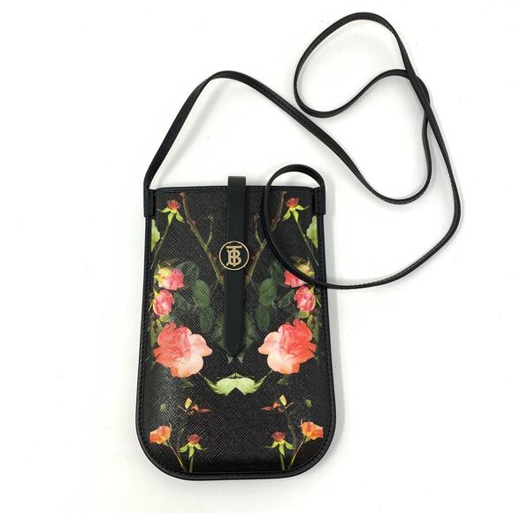 Burberry Rose Print E-Canvas Anne Phone Case Crossbody W/Card Slots 2021 SS - Picture 3 of 10